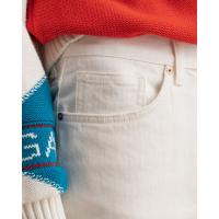 Image of Straight Leg High-Waisted Cropped Ecru Jeans by GANT