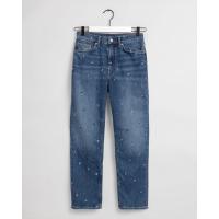 Image of Straight Leg High-Waisted Cropped Embroidered Jean by GANT