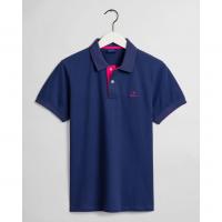 Image of Contrast Collar Piqué Polo Shirt by GANT