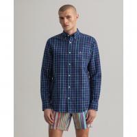 Image of Regular Fit Check Cotton Linen Shirt by GANT