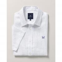 Image of SHORT SLEEVE WAVE STRIPE LINEN SHIRT by CREW