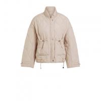 Image of QUILTED JACKET WITH STAND-UP COLLAR in OATMEAL from OUI
